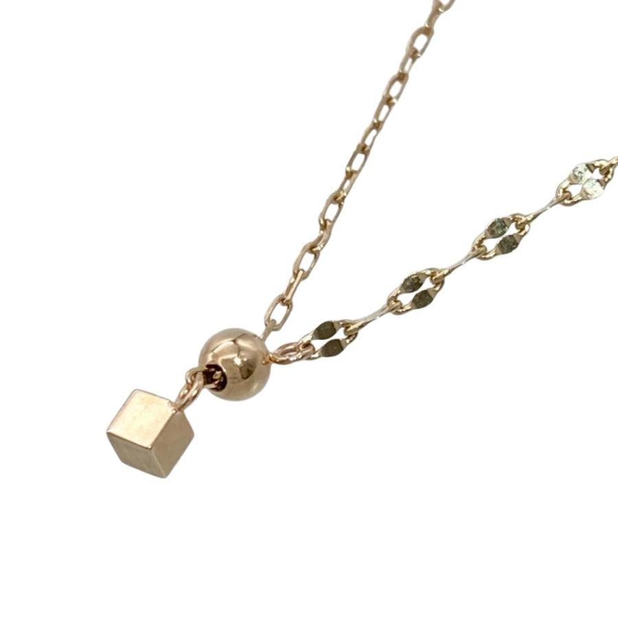 agete（アガット） agete Y字 ロング ネックレス K10PG 1.3g ピンク