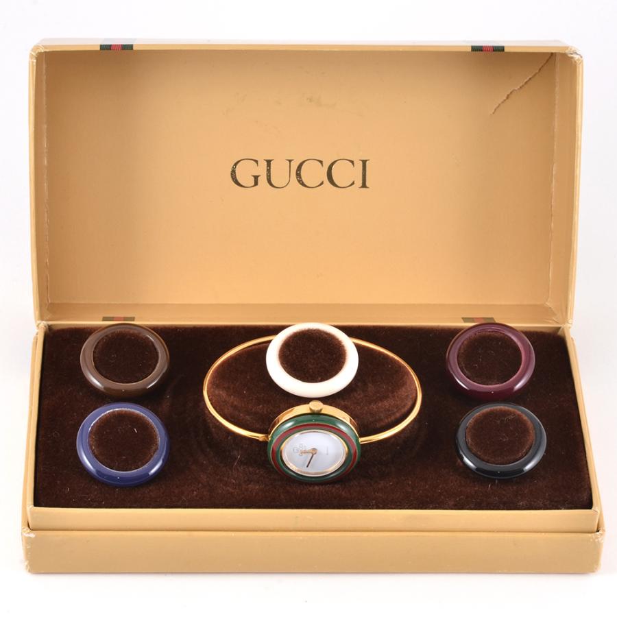 GUCCI グッチ チェンジベゼル 腕時計 クォーツ ホワイト文字盤
