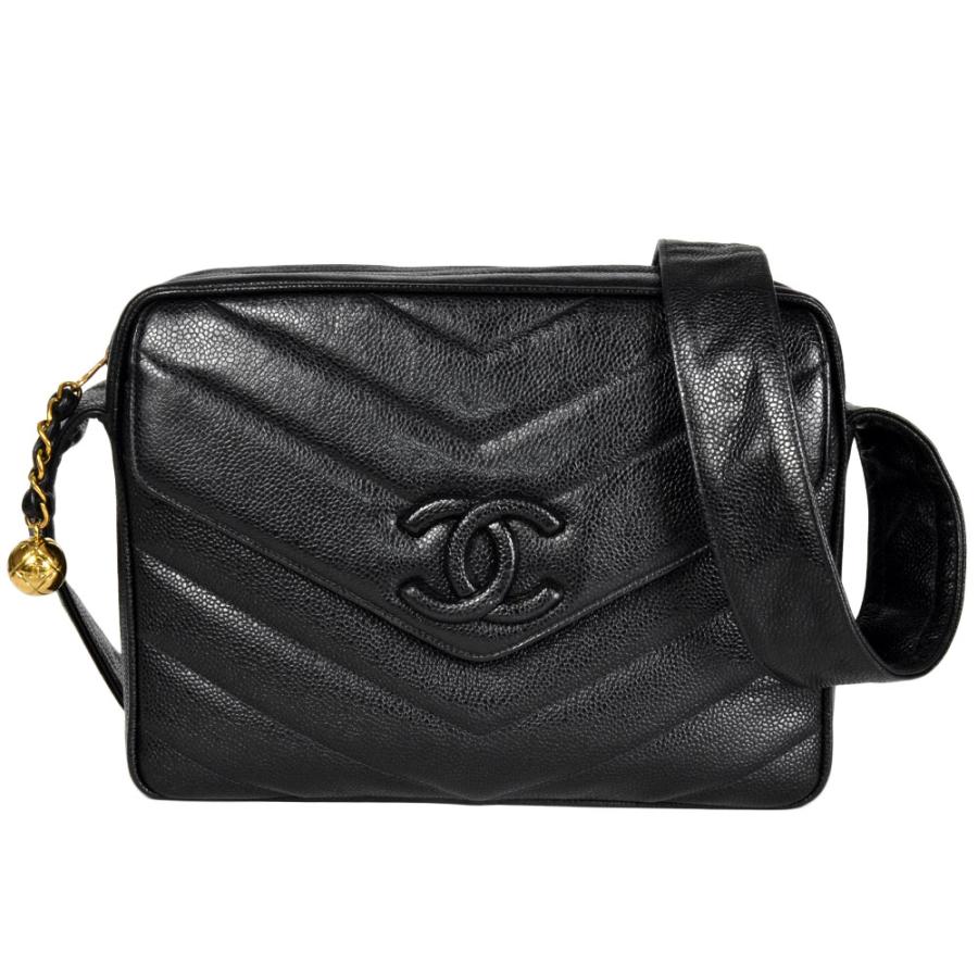 CHANEL / Vステッチ シェブロン ケース キャビアスキン ブラック CHANEL （新品・未使用品）シャネル シェブロン Vステッチ