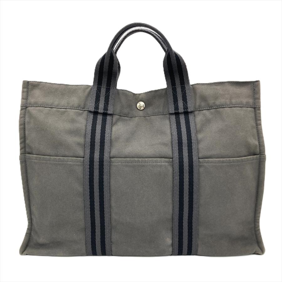 美品エルメスフールトゥトートバッグMM フールトゥ エルメス HERMES MM トートバッグ コットン グレー