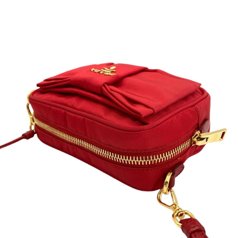 PRADA（プラダ） リボン ミニ ショルダーバッグ ナイロン レッド
