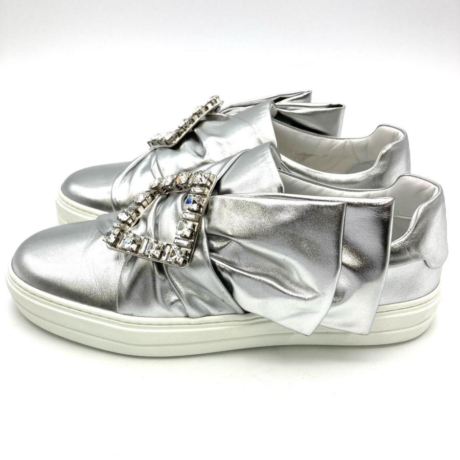 ロジェヴィヴィエ Roger vivier ビジュー スニーカー レザー シルバー 