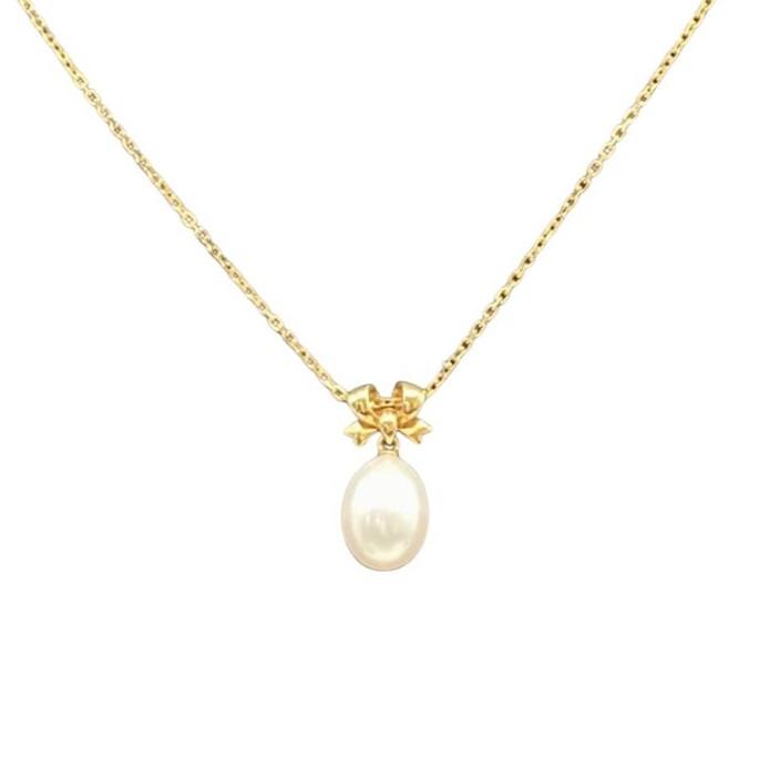 MIKIMOTO（ミキモト） パール リボン デザイン ネックレス K18 3.4g