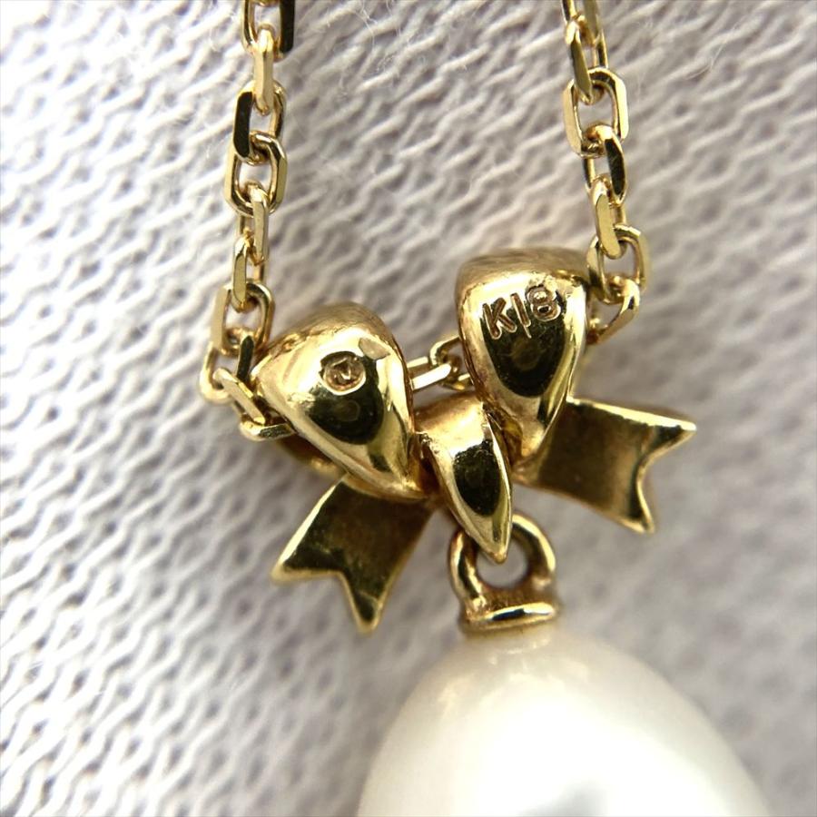 MIKIMOTO（ミキモト） パール リボン デザイン ネックレス K18 3.4g