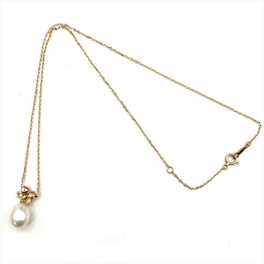 MIKIMOTO（ミキモト） パール リボン デザイン ネックレス K18 3.4g