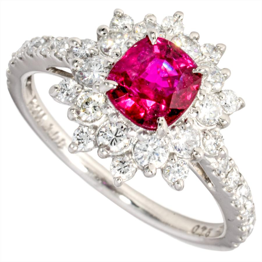 リング 指輪 ルビー 1.08ct 約13号 Pt900 5.5g レッド ダイヤモンド