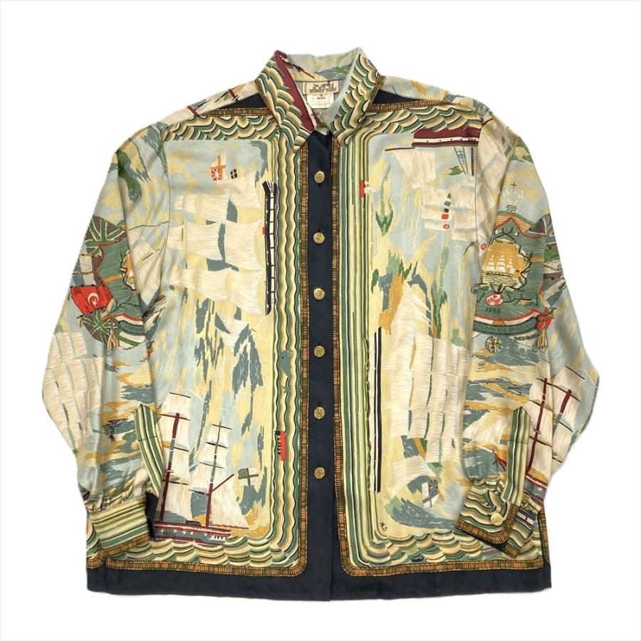 HERMES（エルメス） 長袖シャツ シルク マルチカラー 38 ブラウス 金 
