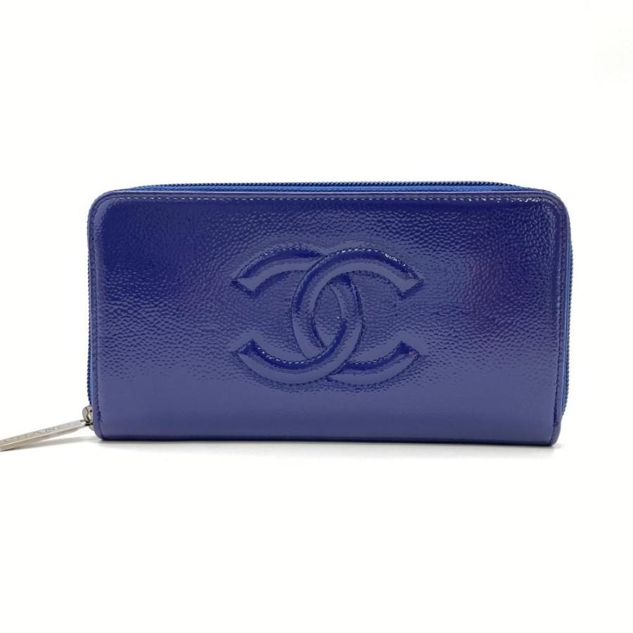 CHANEL（シャネル） ココマーク ラウンドファスナー レザー ブルー