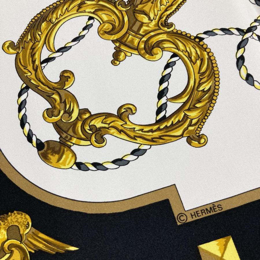 【良品】HERMES　エルメス　鍵　デザイン　スカーフ　シルク　85㎝×85㎝ 良品】HERMES エルメス 鍵 デザイン スカーフ シルク 85㎝×85