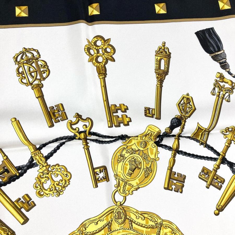 HERMES エルメス カレ90 LES CLES 鍵 モチーフ スカーフ シルク