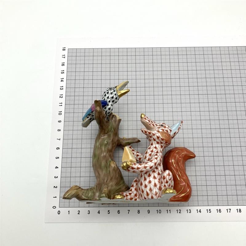 【希少】ヘレンド・フィギュリン 『キツネとカラス』 ヘレンド HEREND フィギュリン キツネとカラス オブジェ 置物