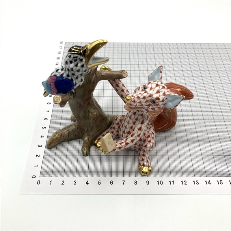 【希少】ヘレンド・フィギュリン 『キツネとカラス』 ヘレンド HEREND フィギュリン キツネとカラス オブジェ 置物