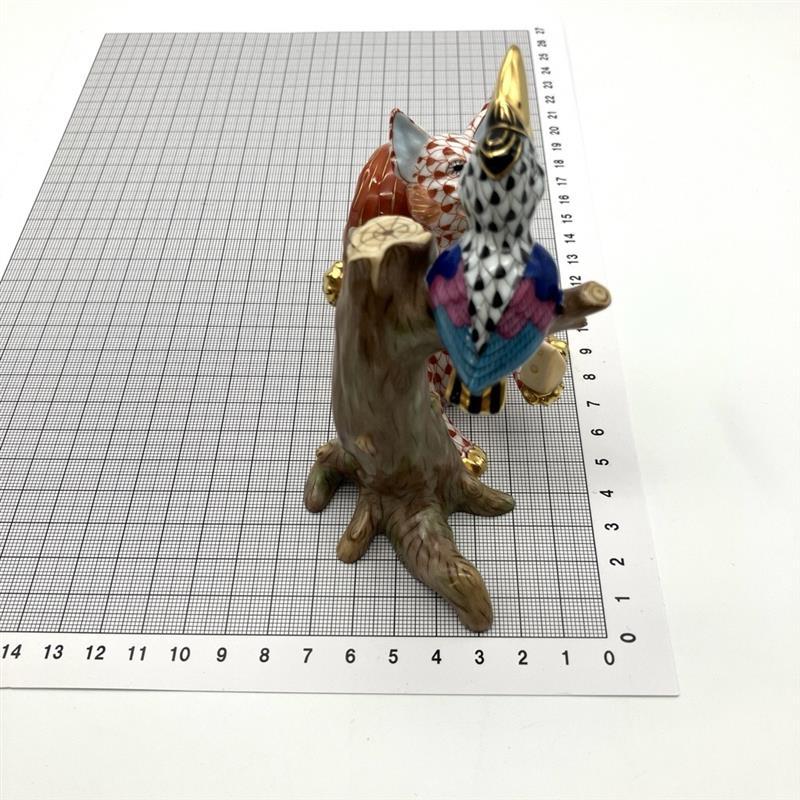 ヘレンド HEREND フィギュリン キツネとカラス オブジェ 置物 磁器g【中古】 ヘレンド HEREND フィギュリン キツネとカラス オブジェ 置物