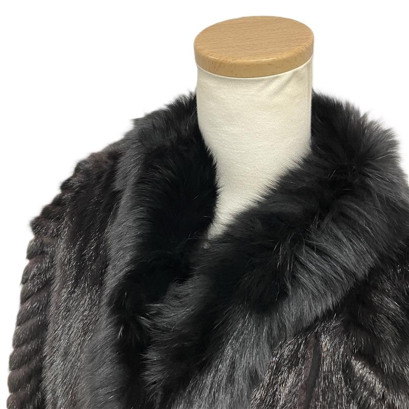 サガミンク SAGA MINK ポンチョ ファー キュプラ アセテート ブラック