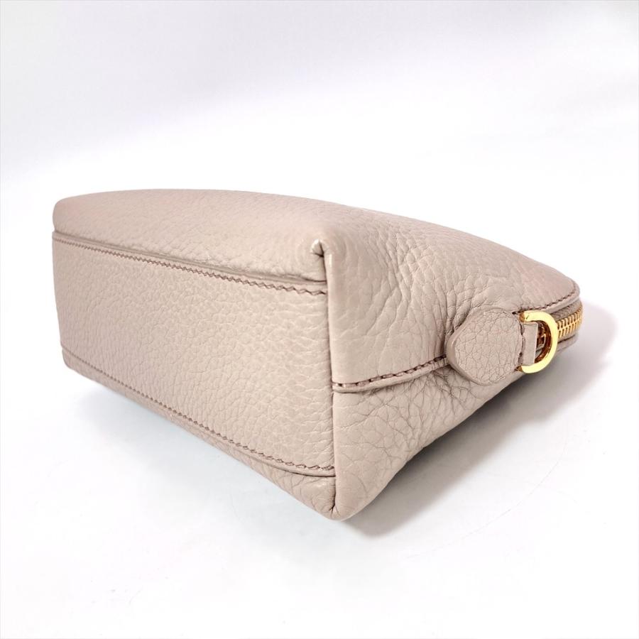 PRADA（プラダ） ポーチ レザー グレー ゴールド金具 : ゴールドプラザ