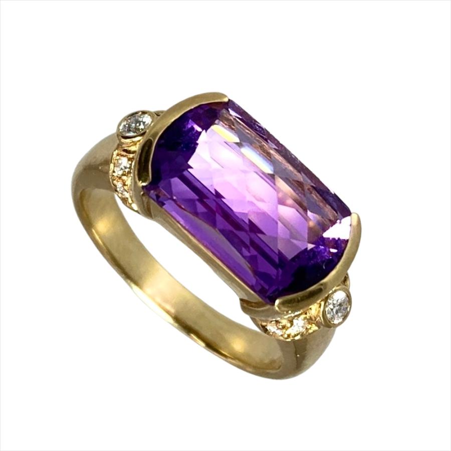 タサキ TASAKI 紫石 リング 指輪 ダイヤモンド 約12.5号 K18YG 7.5g 