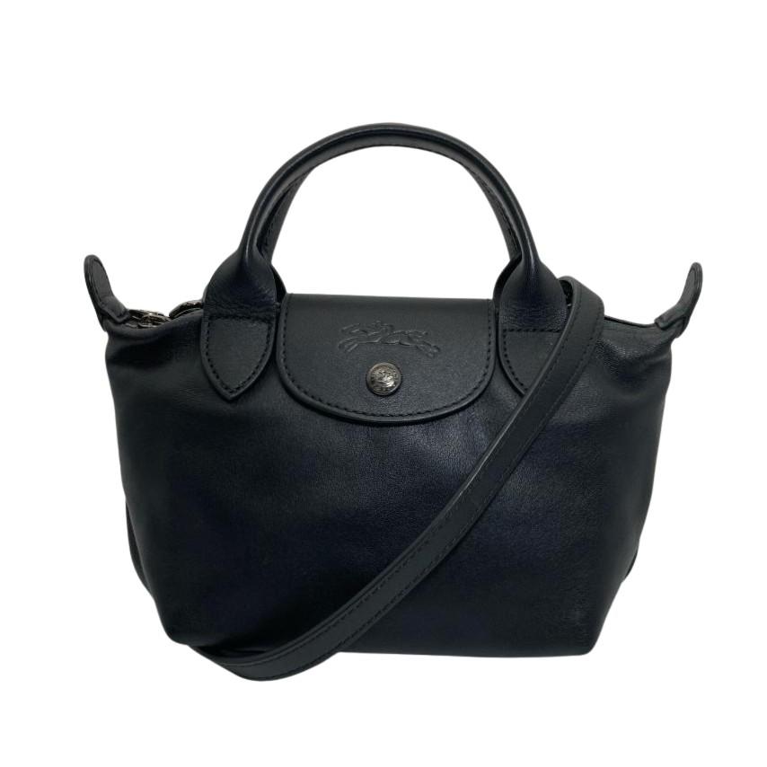 美品 ロンシャン　ル プリアージュ キュイール ブラック レザー 2Way LONGCHAMP（ロンシャン） ル プリアージュ キュイール XS ハンドバッグ