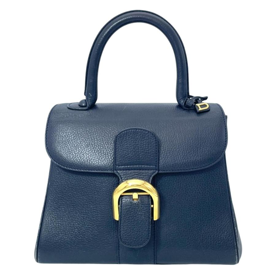 デルヴォー DELVAUX ブリヨンPM ハンドバッグ レザー ネイビー