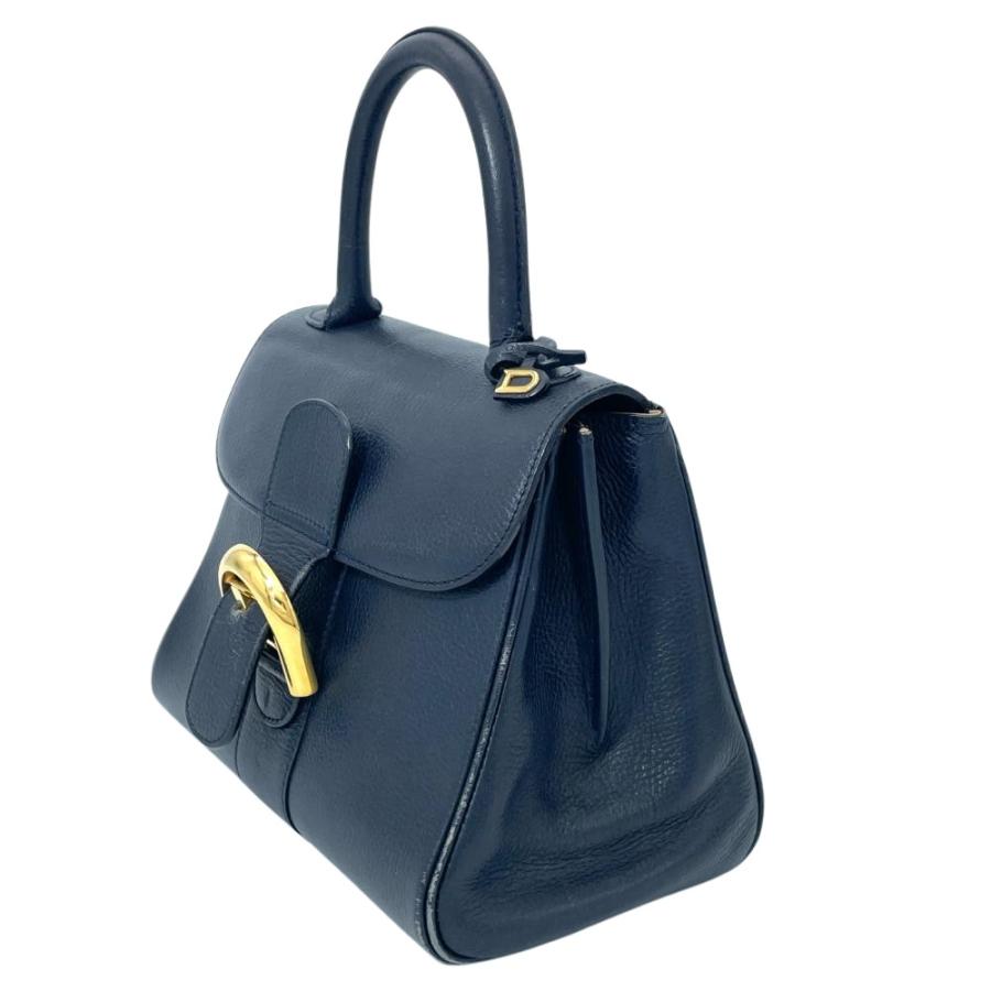 デルヴォー DELVAUX ブリヨンPM ハンドバッグ レザー ネイビー