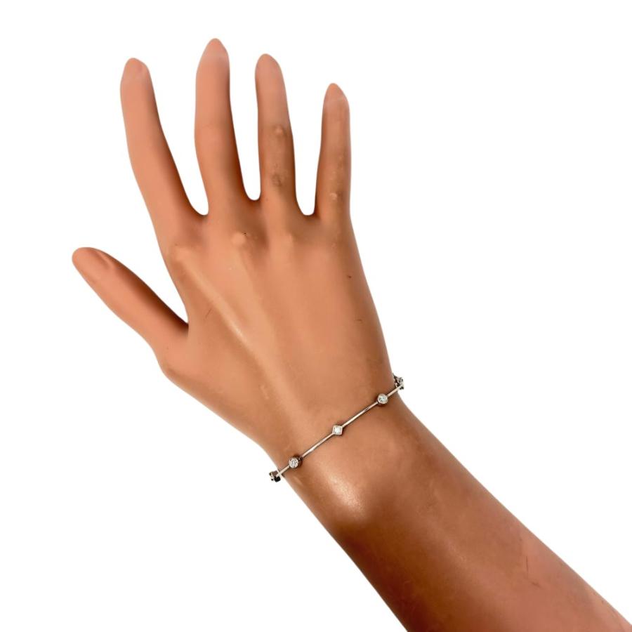★試着のみ超美品★PT ステーションブレスレット ダイヤモンド タサキ TASAKI ステーション ブレスレット ダイヤモンド 0.13ct K18WG
