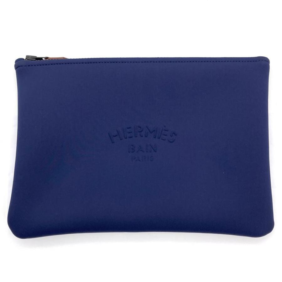 エルメス　HERMES ポーチ　ネオバン　MM ブルー　マリン　新品 HERMES エルメス ネオバンMM ポーチ ナイロン ポリウレタン ブルー