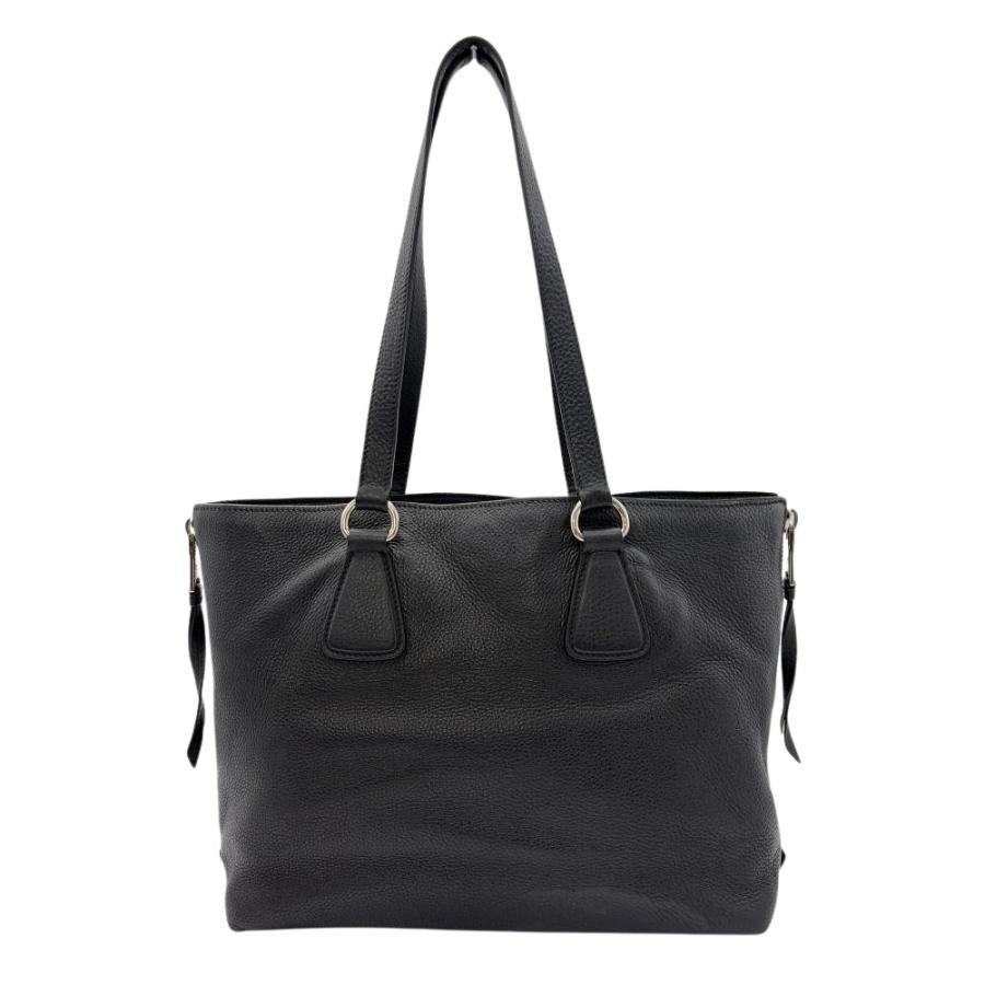 PRADA（プラダ） サイドジップ トートバッグ レザー ブラック シルバー