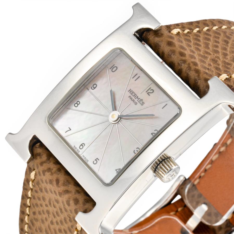 超美品！稼働品！電池交換済み！ エルメス HERMES ラムシス Hウォッチ HH1.210 クオーツ 腕時計 シルバー ホワイト 箱付き 超美品！稼働品！電池交換済み！ エルメス HERMES ラムシス Hウォッチ