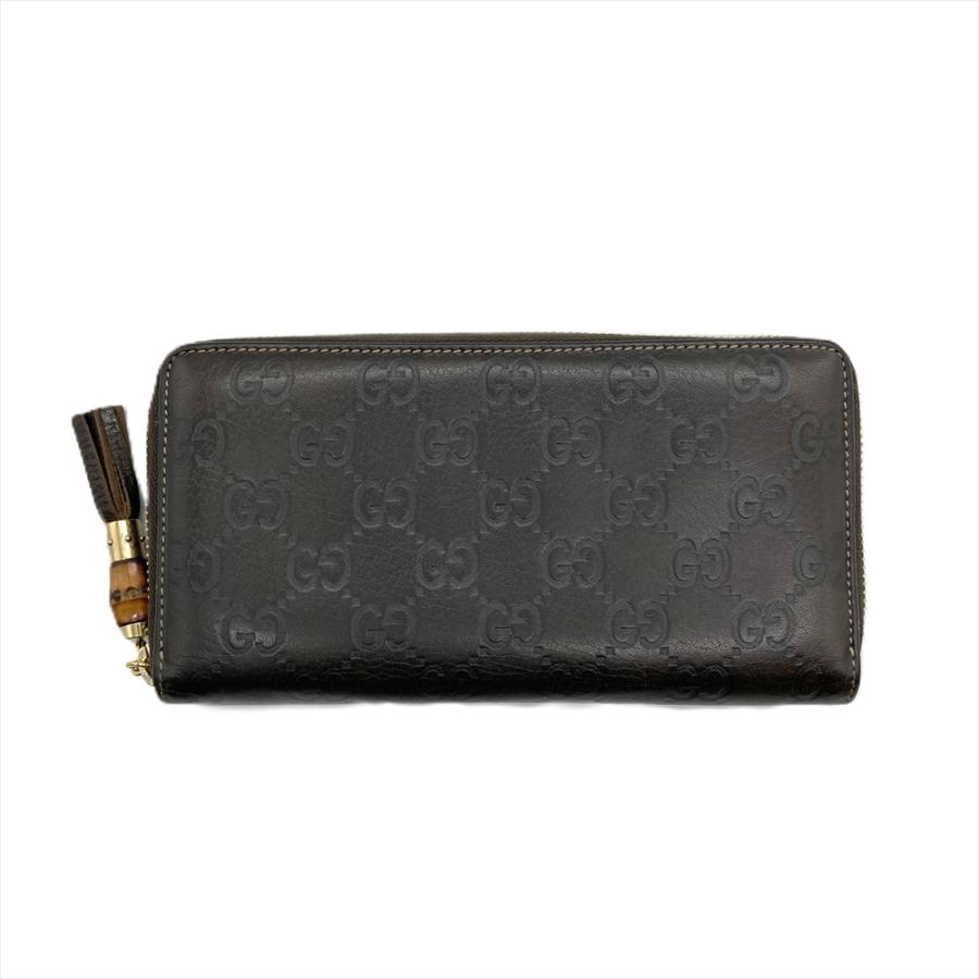 GUCCI グッチ GG シマ バンブー ラウンドファスナー 長財布