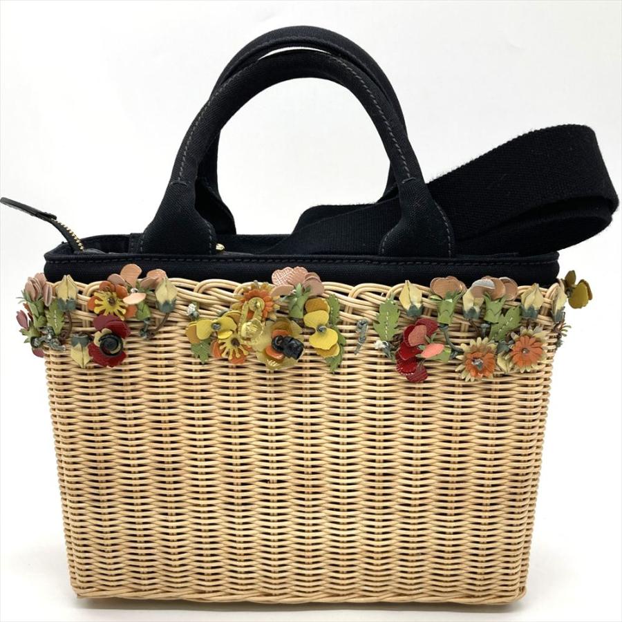 PRADA ラタン かごバッグ ベージュ/ブラック PRADA ラタン かごバッグ