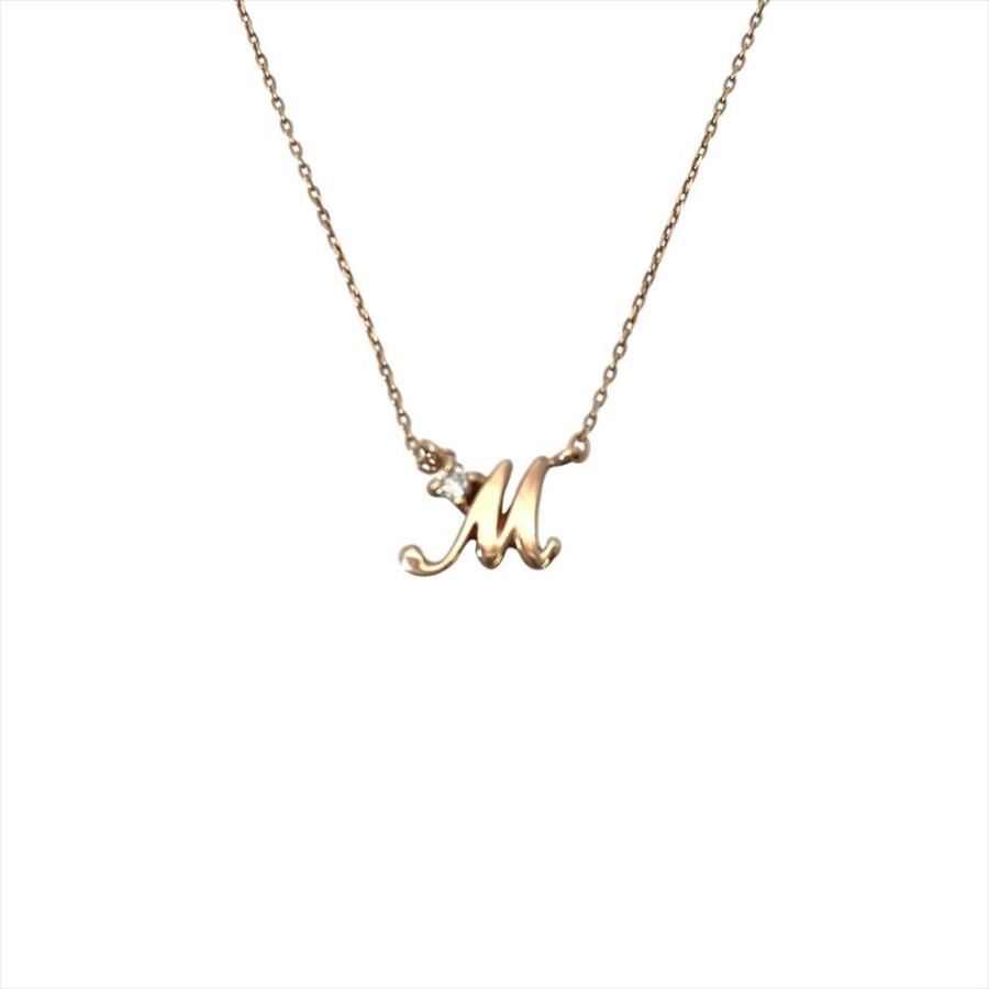 ヨンドシー 4℃ イニシャルネックレス M ネックレス ダイヤモンド K10PG