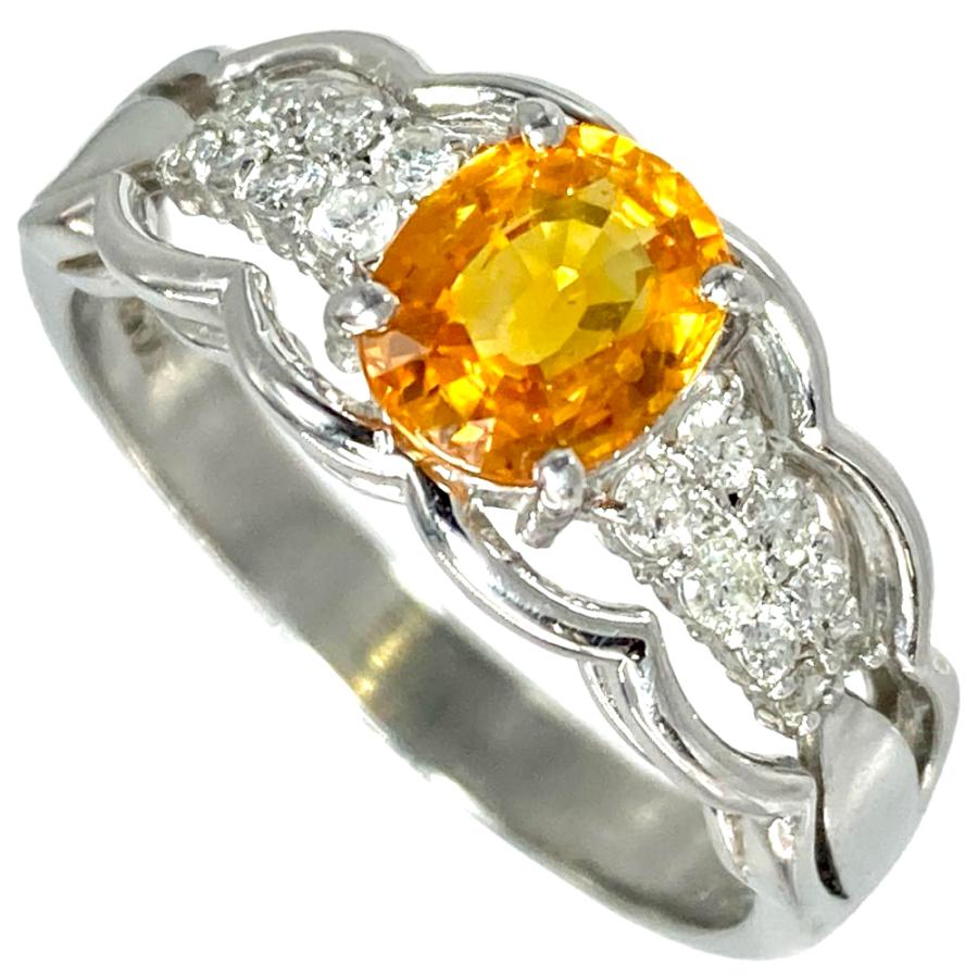 リング 指輪 サファイア 1.26ct 約17号 Pt900 6.2g イエロー プラチナ 
