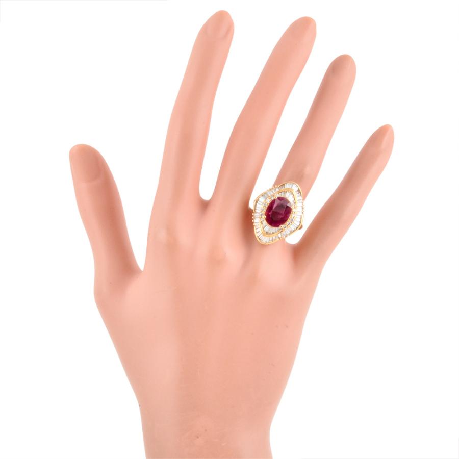 リング 指輪 ルビー 2.79ct 約13.5号 K18YG 10.5g レッド ダイヤモンド