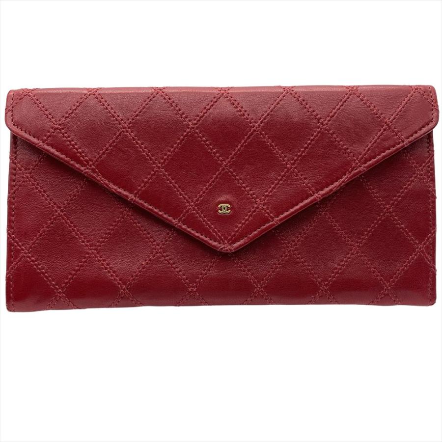 いんこ☆新品未使用 CHANEL ビコローレ キャビアスキン 長財布 CHANEL（シャネル） ビコローレ 長財布 ラムスキン レッド ゴールド