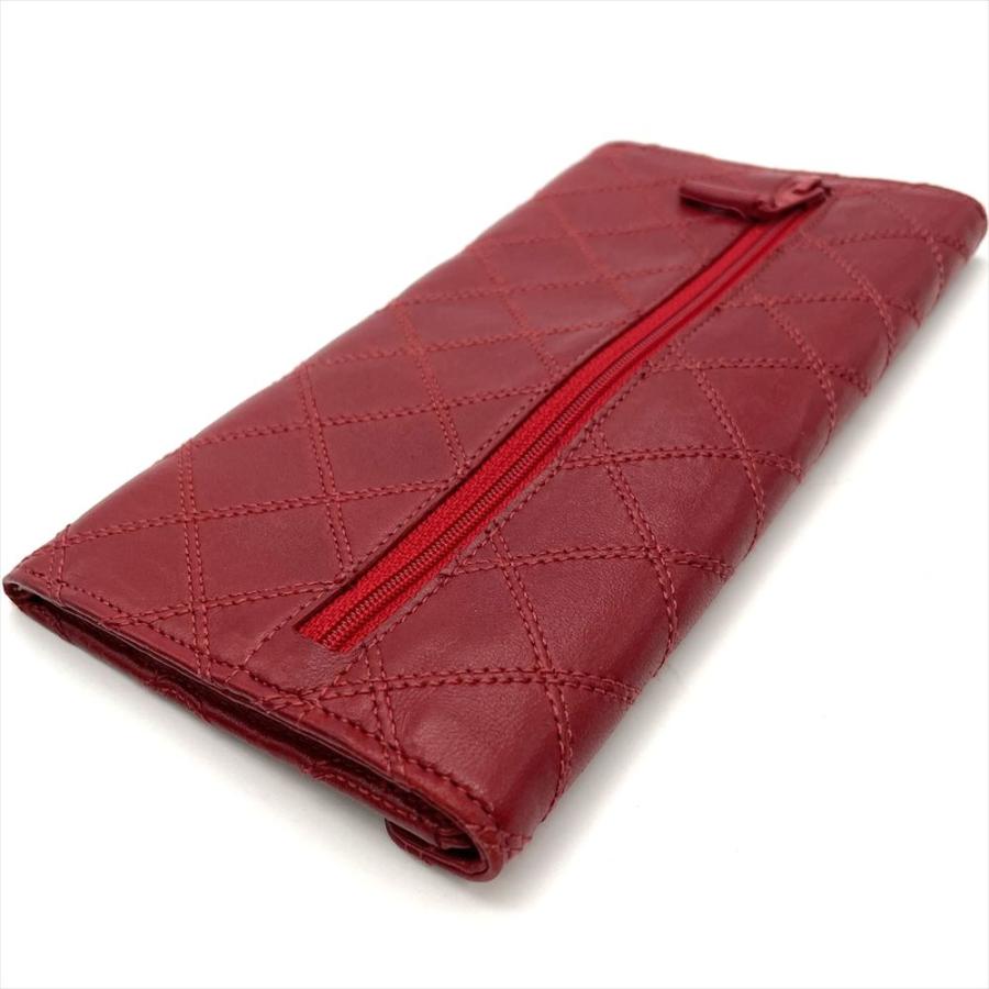 シャネル 長財布 ビコローレ レッド CHANEL（シャネル） ビコローレ 長財布 ラムスキン レッド ゴールド