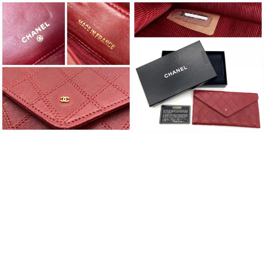 シャネル CHANEL ビコローレ 二つ折り財布 ラムスキン レッド ゴールド金具 マルチケース カードケース レディース【中古】 CHANEL（シャネル） ビコローレ 二つ折り財布 ラムスキン レッド
