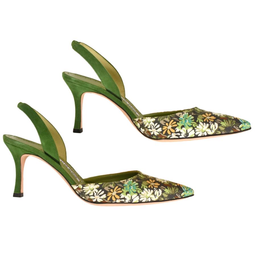 マノロ ブラニク MANOLO BLAHNIK スリングバック パンプス コットン  