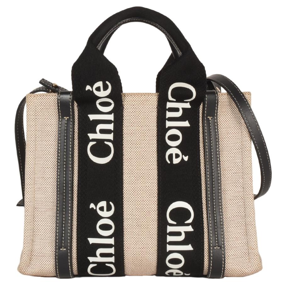 Chloe クロエ ウッディ スモール トートバッグ 2way キャンバス