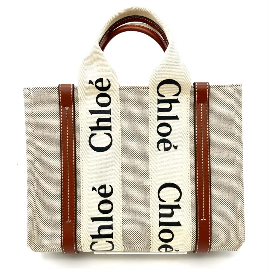 クロエ Chloe ウッディスモール トートバッグ コットン レザー 4217565 ブラウン レディース | Chloe