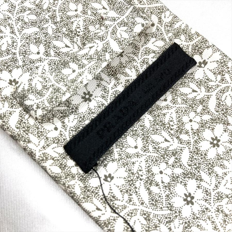 PRADA（プラダ） 花柄 ネクタイ シルク 152cm グレー メンズ
