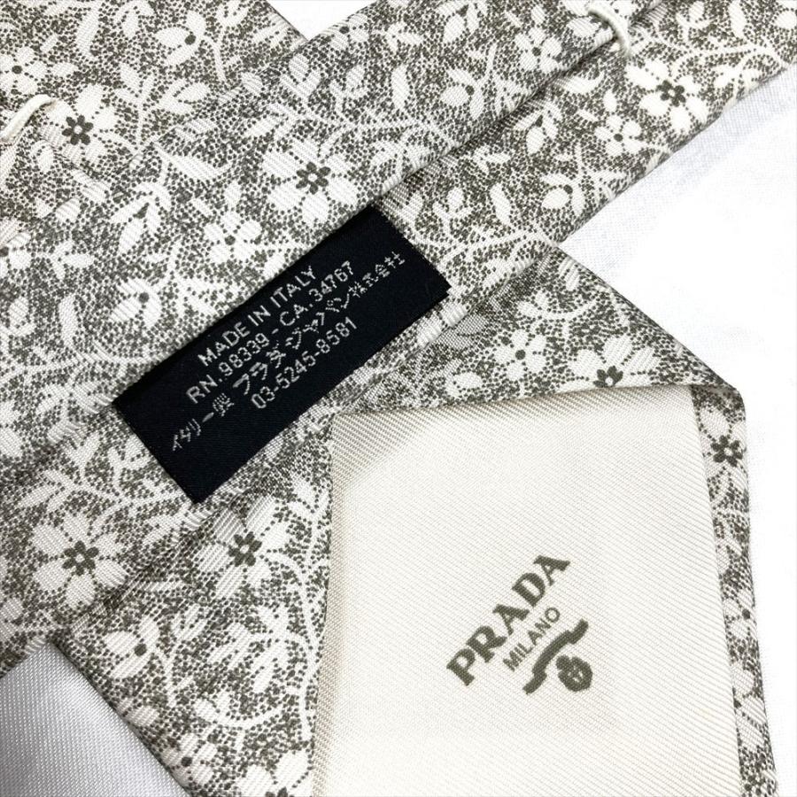 【本日限定価格‼️】PRADA プラダ ネクタイ シルク 花柄 グレー PRADA（プラダ） 花柄 ネクタイ シルク 152cm グレー メンズ
