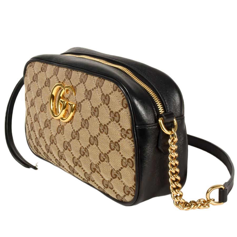 GUCCI グッチ GGマーモント ショルダーバッグ GGキャンバス レザー 