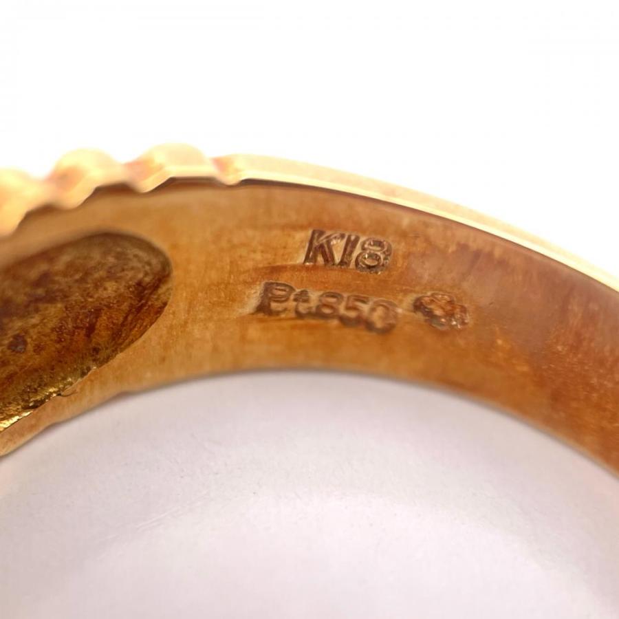 コンビ リング 指輪 ダイヤモンド 0.13ct 約10.5号 K18 4.8g Pt850