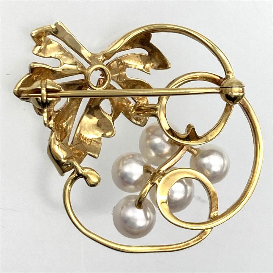 MIKIMOTO（ミキモト） パール 5P ブローチ K18YG 6.4g 真珠 約5.0mm
