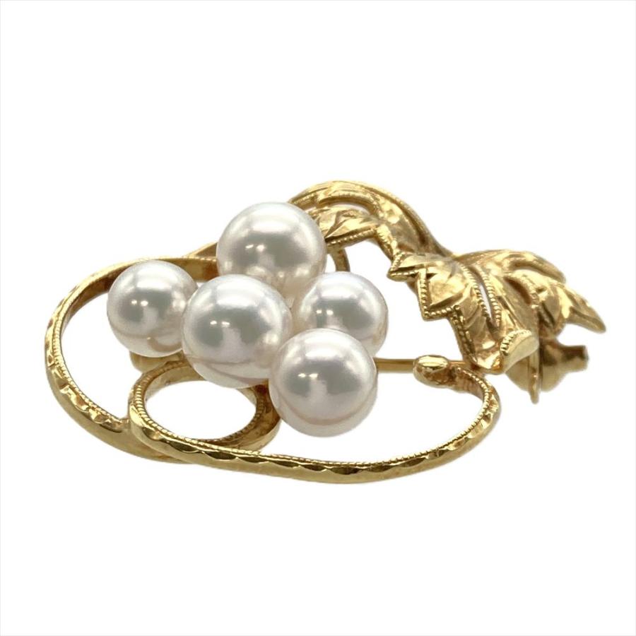 MIKIMOTO（ミキモト） パール 5P ブローチ K18YG 6.4g 真珠 約5.0mm