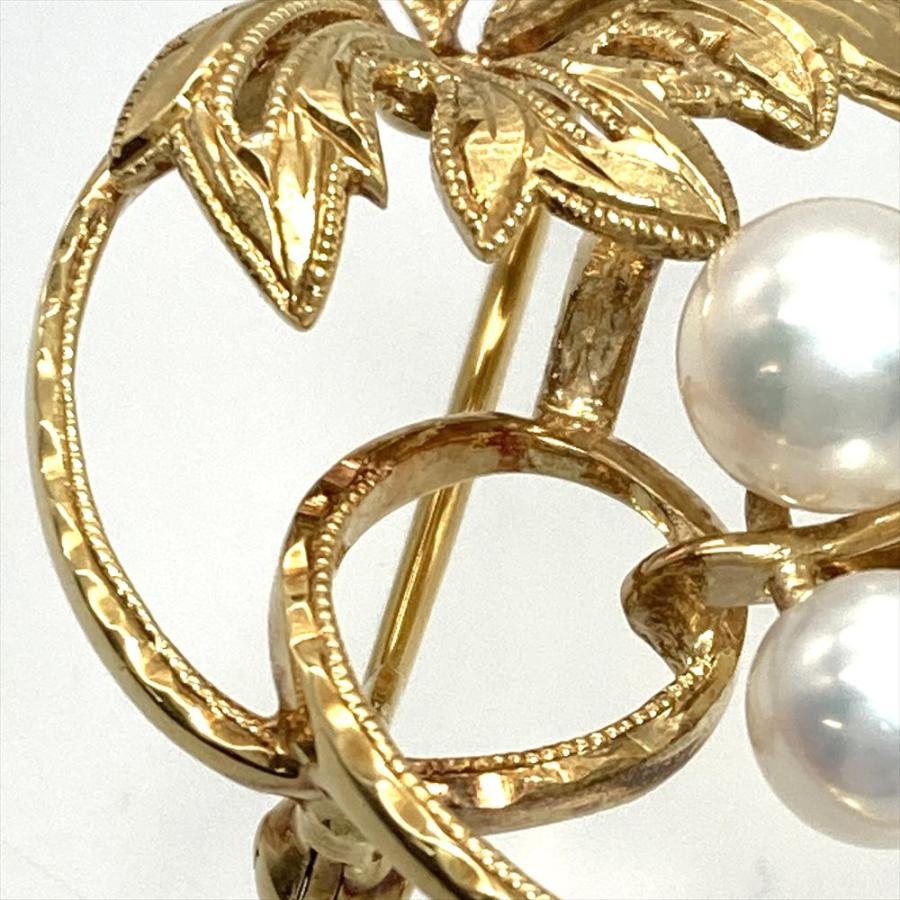 MIKIMOTO（ミキモト） パール 5P ブローチ K18YG 6.4g 真珠 約5.0mm
