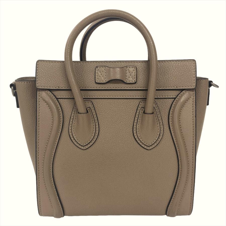(美品)CELINE ラゲージ ナノ グレージュ ハンドバッグ CELINE（セリーヌ） ラゲージ ナノ ハンドバッグ 2WAY カーフスキン