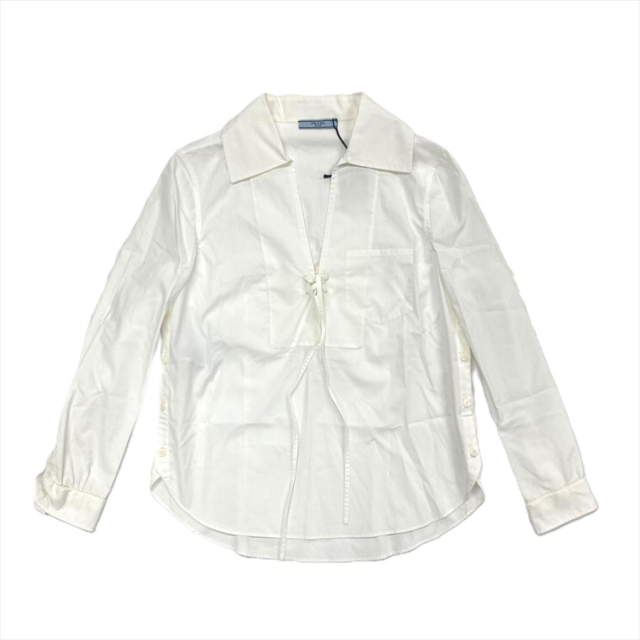 PRADA（プラダ） ポプリン 長袖シャツ コットン P427BY ホワイト 42