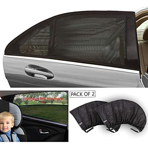 Tirolユニバーサルフィット車サイドウィンドウ赤ちゃんサンシェード 2パック ブラックメッシュuv保護車ウィンドウ背面サイドウィンドウ太陽 Aranco Nl