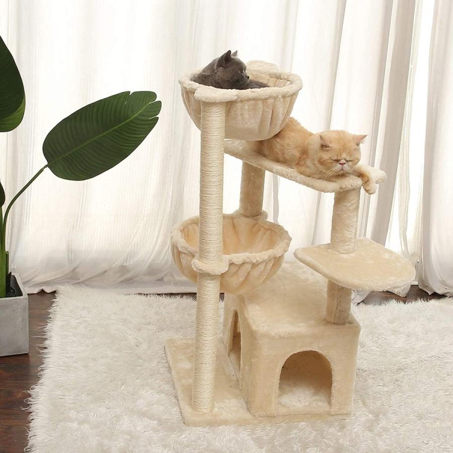 Koi キャットタワー ハンモック 耐荷重10kg 2点固定変形なし 段差あり 天然サイザル麻 巨大猫ハウス 多頭飼い Iainlangsa Ac Id