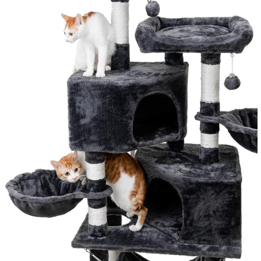 キャットタワー 人気 猫タワー 巨大サイズ ネコタワー 大型猫 多頭飼い 2つ猫ハウス ハンモック 猫 遊び場 頑丈耐久 段差あり 天然サイ Supersport Tn